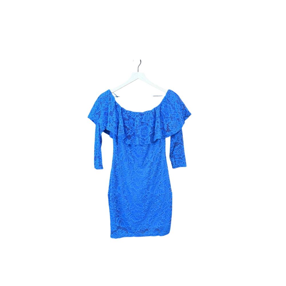 Royal Blue Lace Off-Shoulder Mini Dress